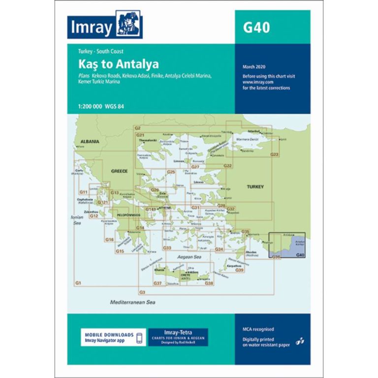 Κας έως Αττάλεια (Τουρκία) – G40 Ναυτικός Χάρτης Imray