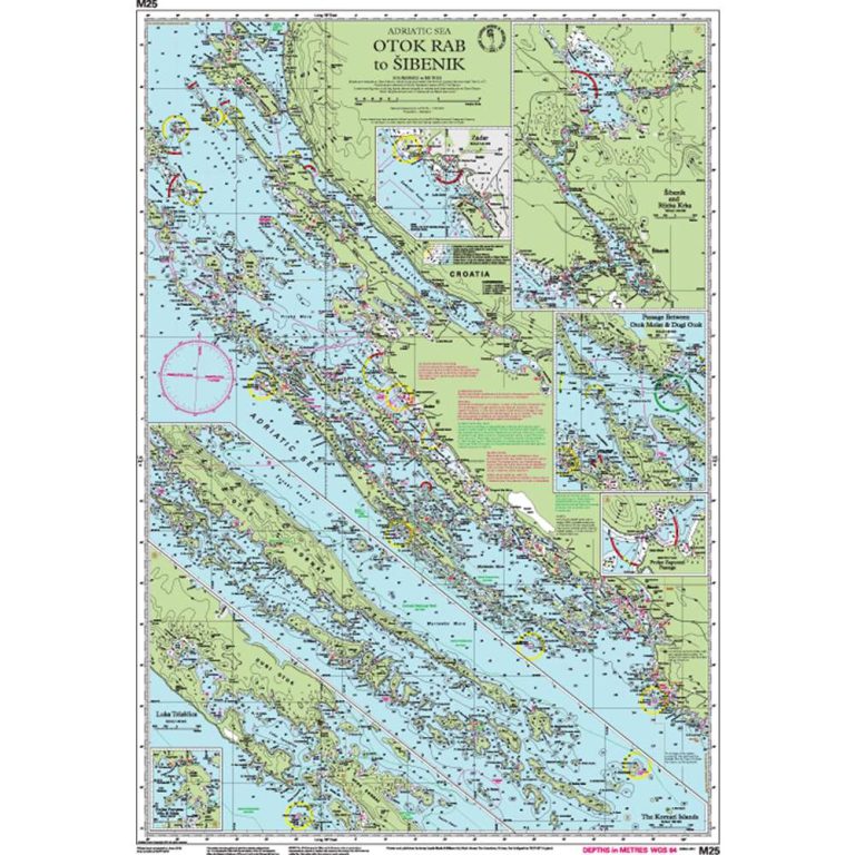 Κροατία Otok Rab έως Sibenik – M25 Ναυτικός Χάρτης Imray