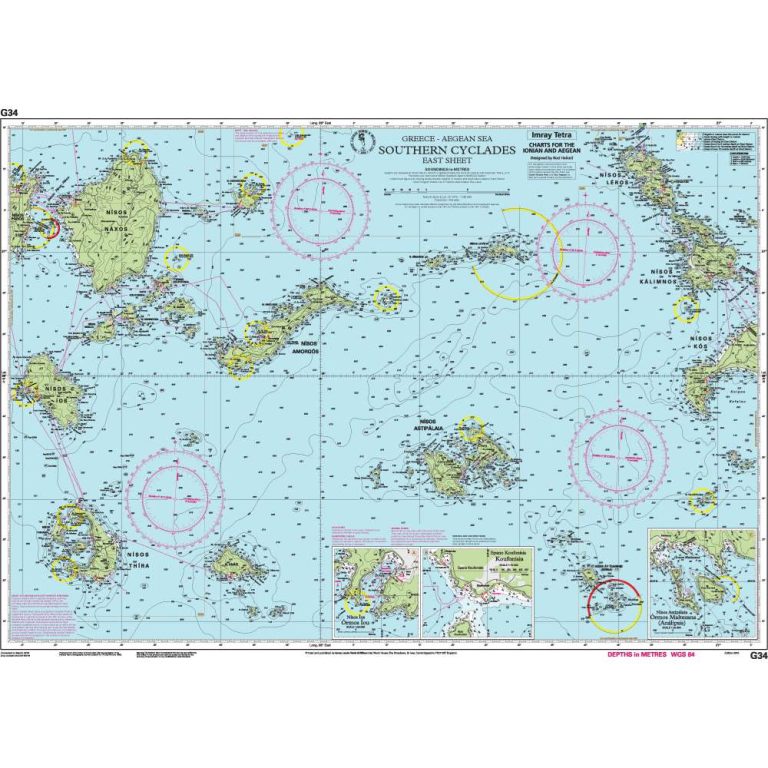 Νότιες Κυκλάδες, Ανατολική Πλευρά - G34 Ναυτικός Χάρτης Imray